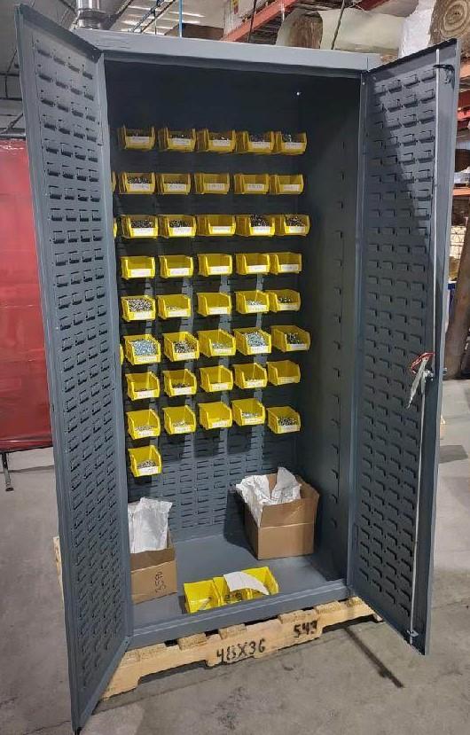 A new cabinet helps to keep fasteners organized at Barnes MetalCrafters.