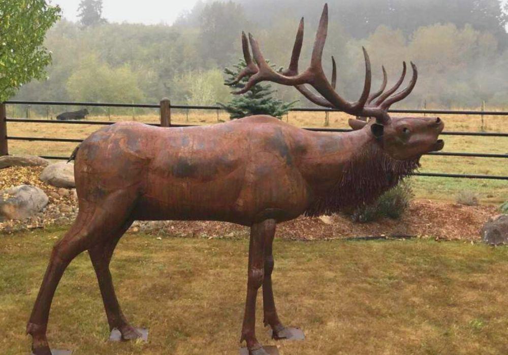metal sculpture of an elk
