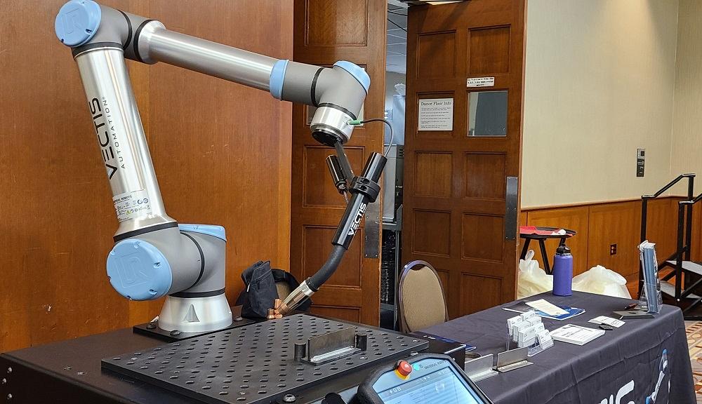 A cobot is on display.