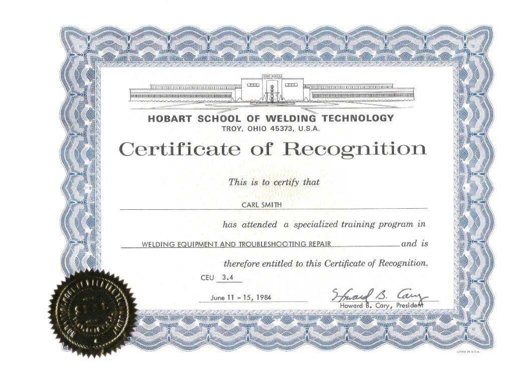 welding certificate template