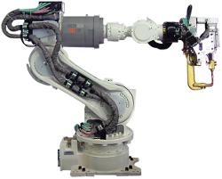 Welding robot designed for automotive applications using DC spot guns with compact servo actuators - TheFabricator.com