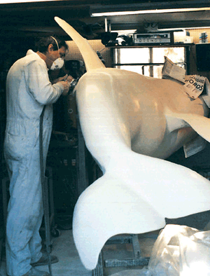 Orca sculpture polishing