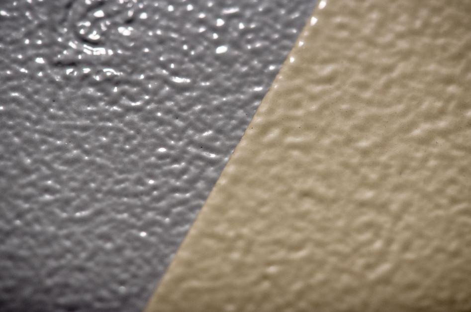 Textured finishes help to hide material imperfections and scratches.