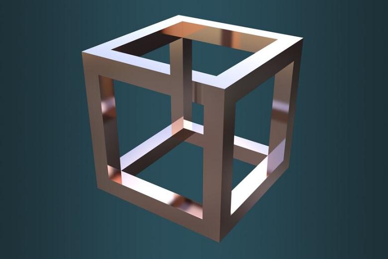 An Escher-like cube is shown.