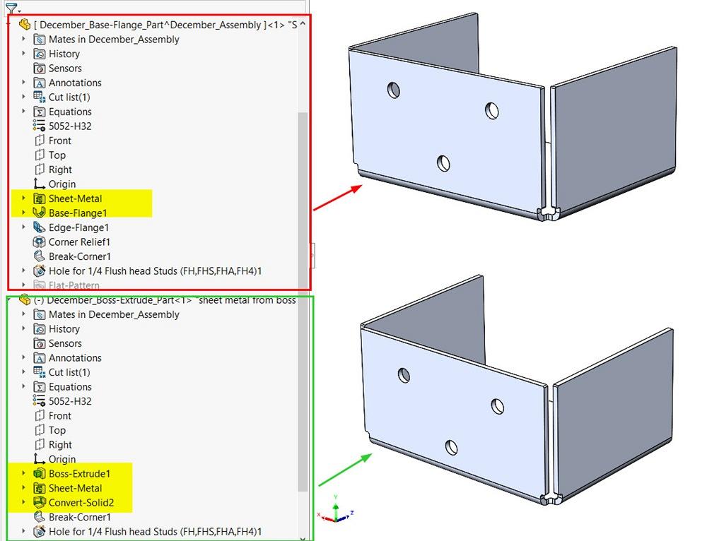 When working with CAD sheet metal, workflow options exist