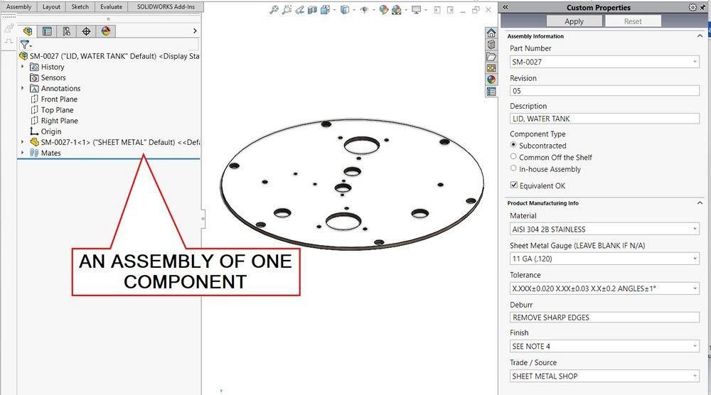 A screen shot of a CAD drawn part is shown.