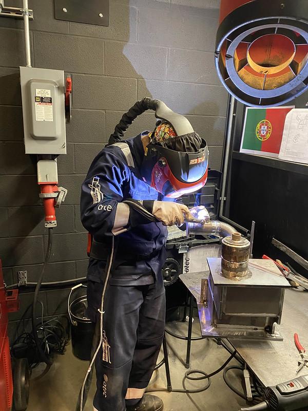Welder from Portugal  at the WorldSkills 2022 at the Lincoln Electric Welding Technology and Training Center in Cleveland